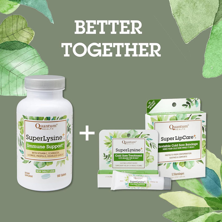 Superlysine+ Advanced Formula Immune Support Supplement Lysine 1500 Mg, Vitamin C Echinacea Licorice Bee Propolis & Odorless Garlic Daily Wellness Blend for Women & Men - 180 Tablets