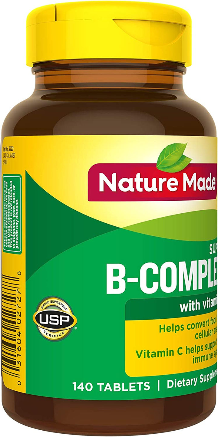 Nature Made Super B Complex with Vitamin C and Folic Acid, Dietary Supplement for Immune Support, 140 Tablets, 140 Day Supply