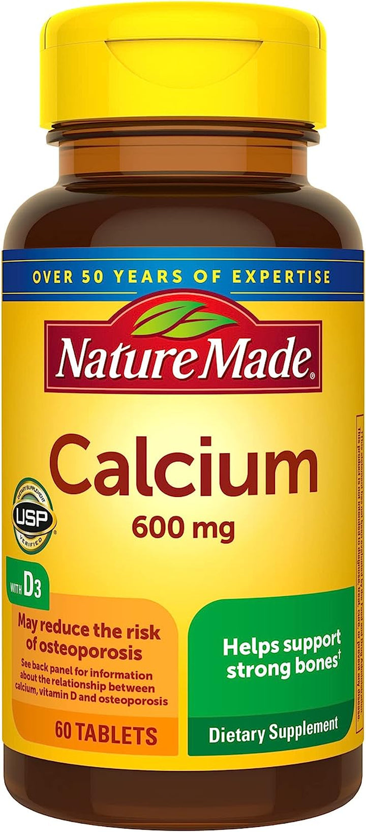 Nature Made Calcium 600 Mg with Vitamin D3, Dietary Supplement for Bone Support, 220 Tablets (Pack of 1)