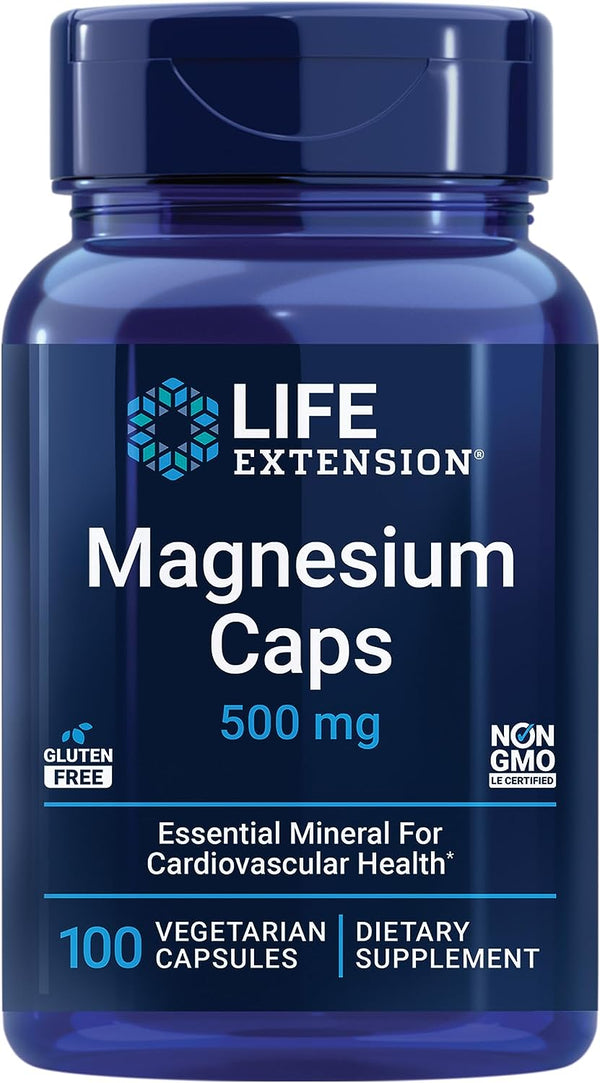 Life Extension Magnesium Caps, 500 Mg, Magnesium Oxide, Citrate, Succinate, Heart Health, Healthy Bones, Metabolism Support, 100 Vegetarian Capsules