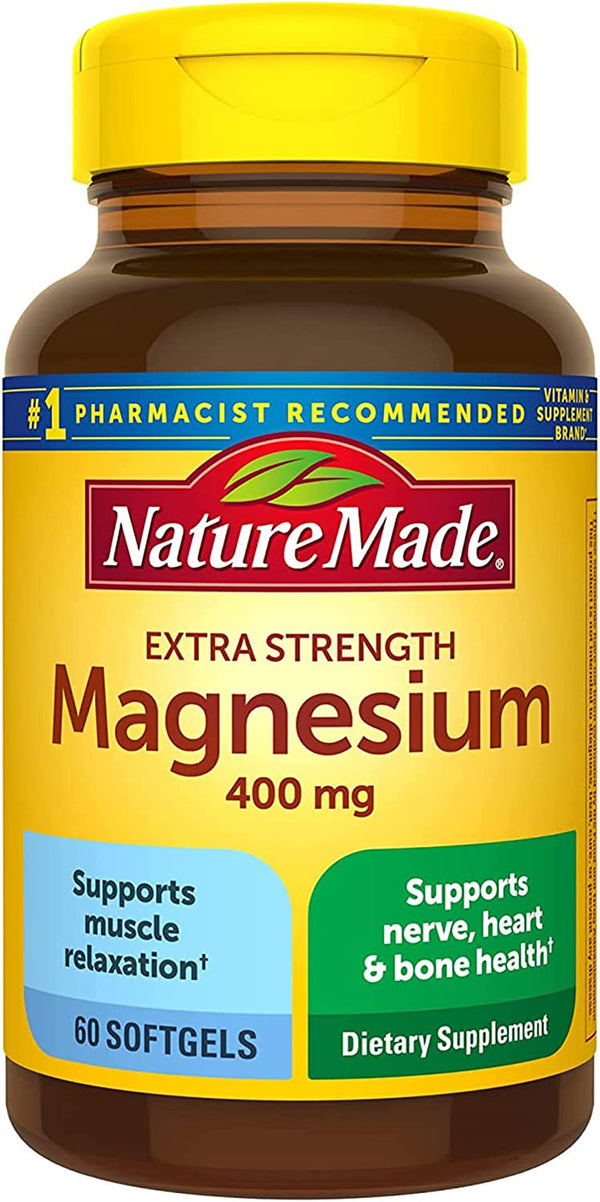 Nature Made Extra Strength Magnesium Oxide 400 Mg, Dietary Supplement for Muscle, Nerve, Bone and Heart Support 60 Softgelss….