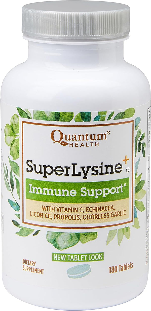 Superlysine+ Advanced Formula Immune Support Supplement Lysine 1500 Mg, Vitamin C Echinacea Licorice Bee Propolis & Odorless Garlic Daily Wellness Blend for Women & Men - 180 Tablets